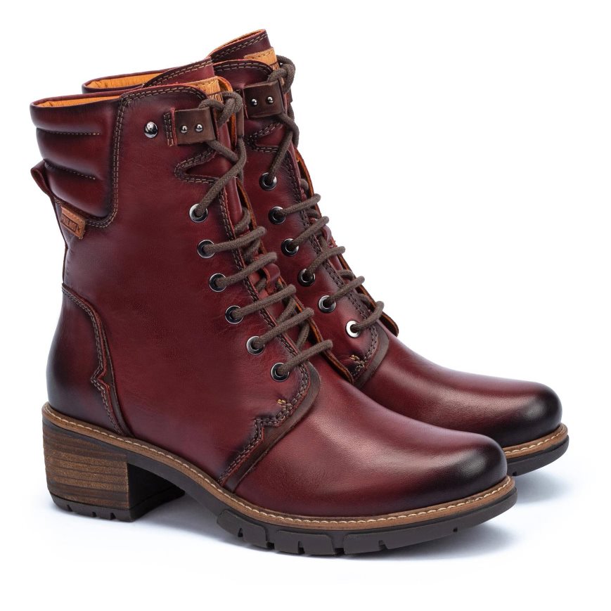 Women's Pikolinos SAN SEBASTIAN Ankle Boots Burgundy | NZ J19A3Q5